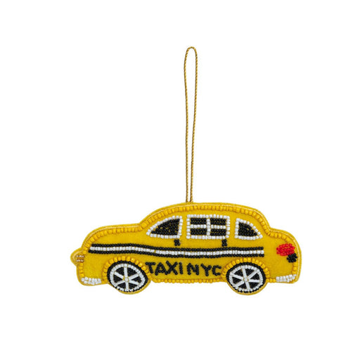 Beaded Cotton Velvet Taxi Ornament w/ Embroidery - Lockwood Shop - Creative Co-Op