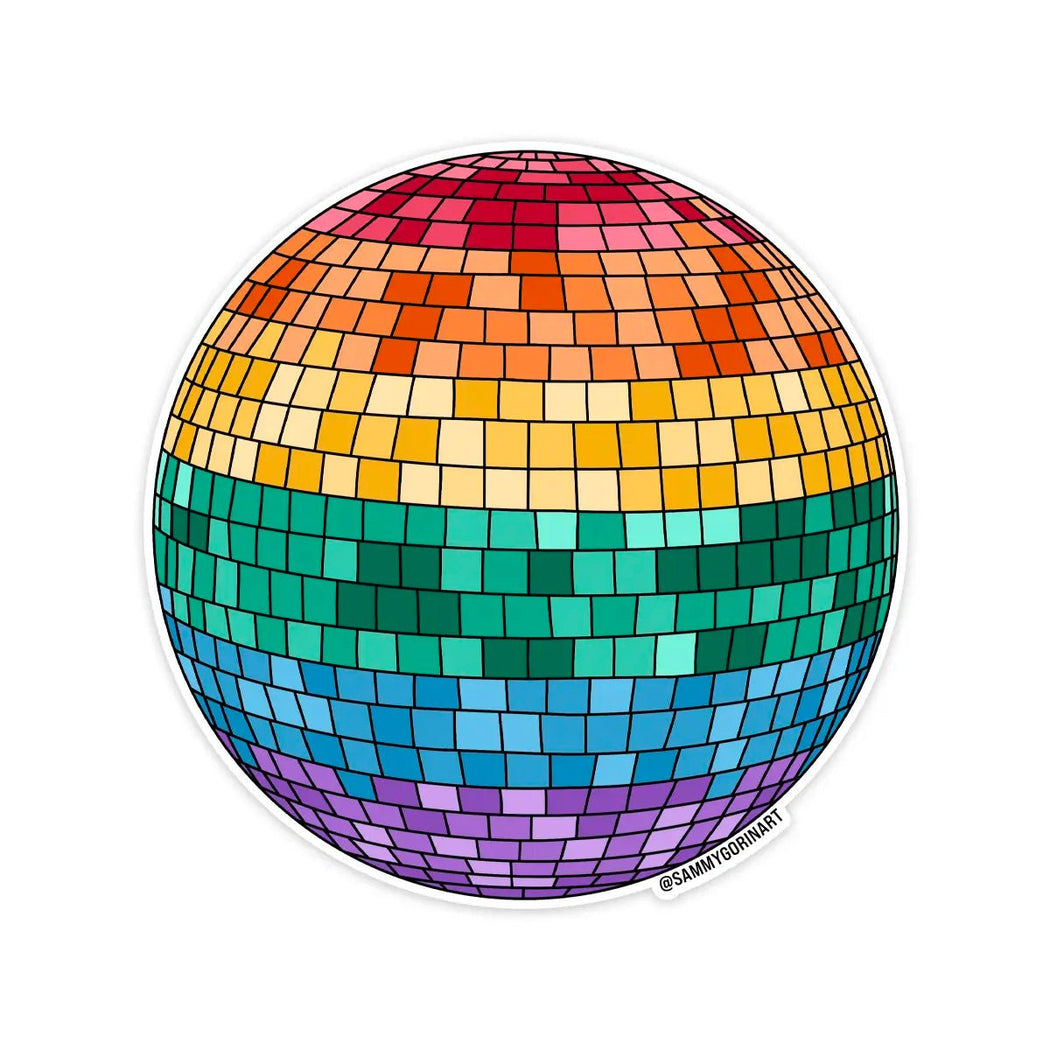 Rainbow Disco Ball Sticker - Lockwood Shop - Sammy Gorin