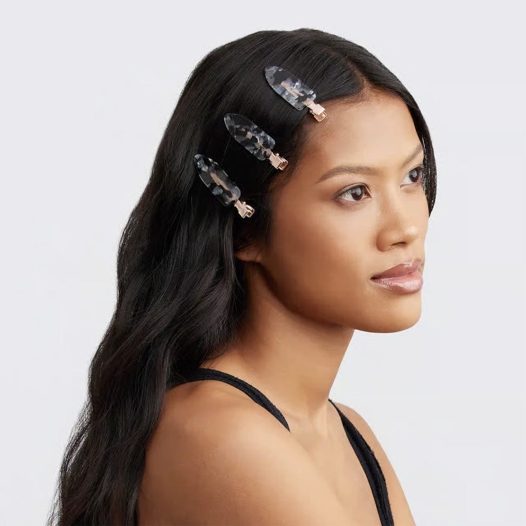 Creaseless Hair Clips- Black Terrazzo