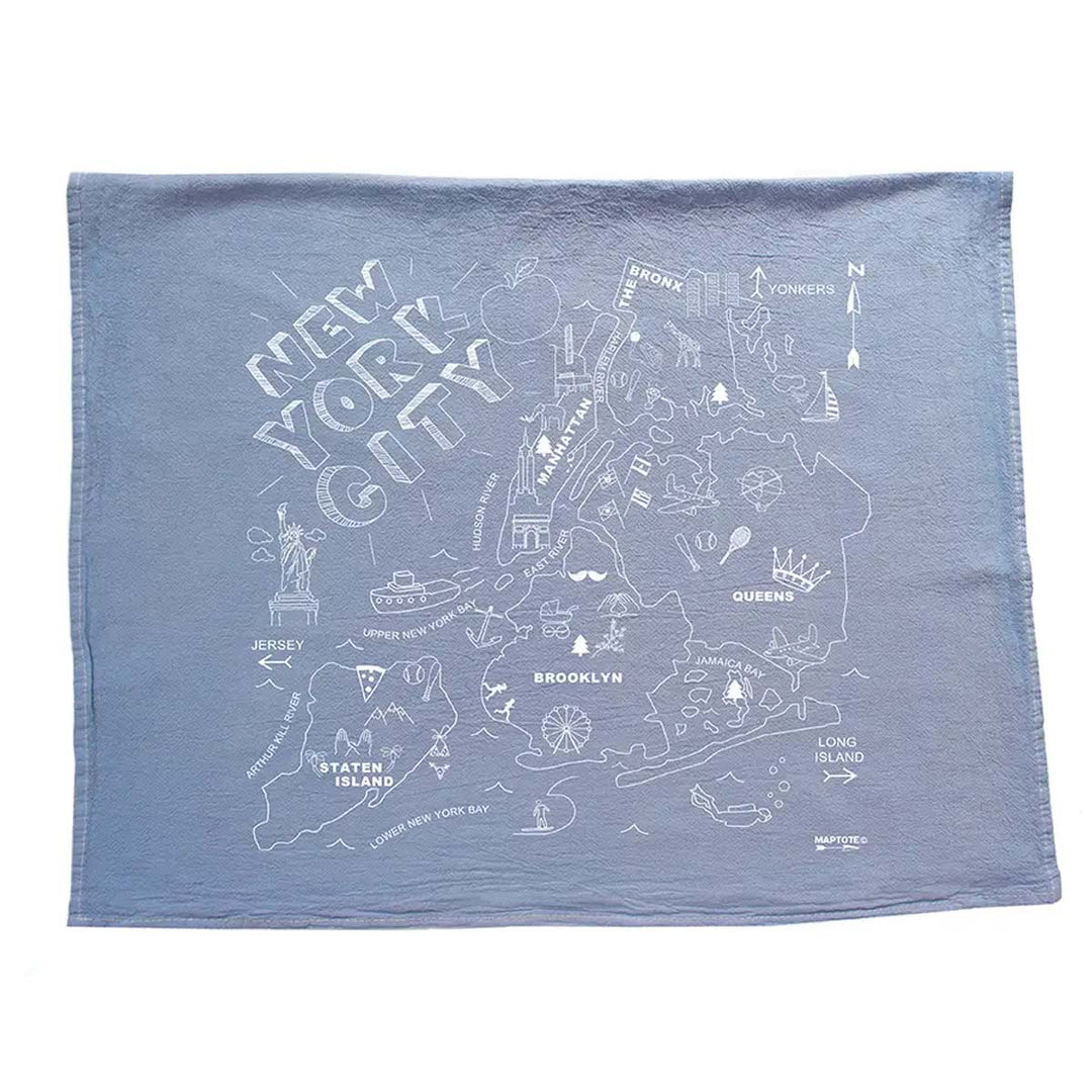 NYC Map Dish Towel - Blue
