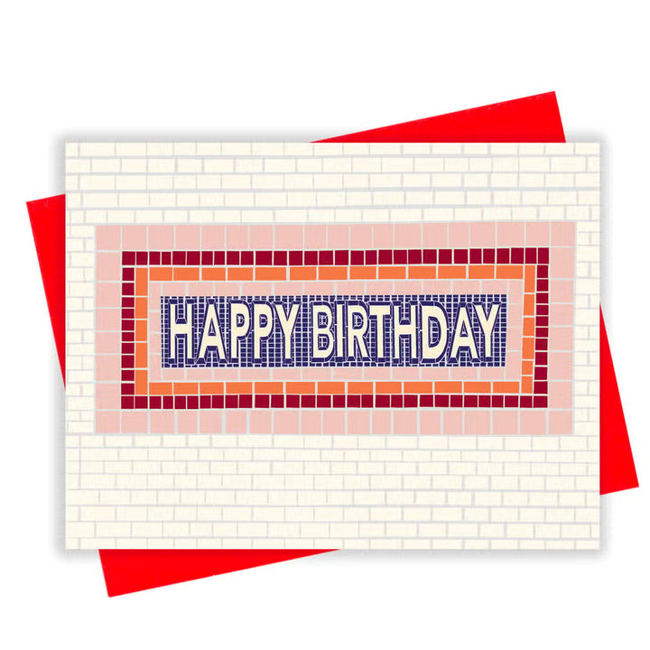 HBD Subway Tile Greeting Card
