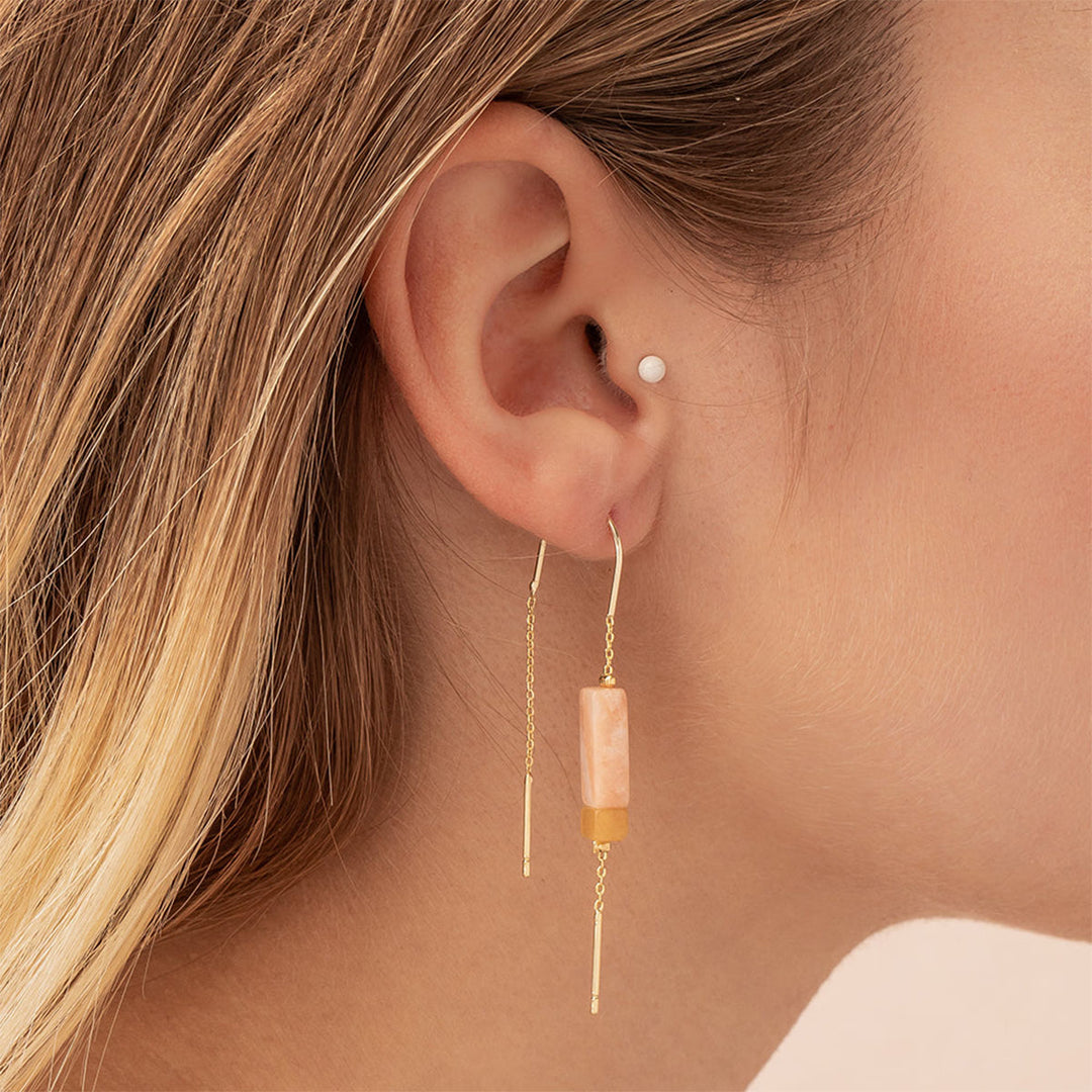 Rectangle Stone Threader Earring