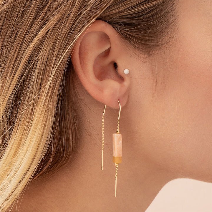 Rectangle Stone Threader Earring