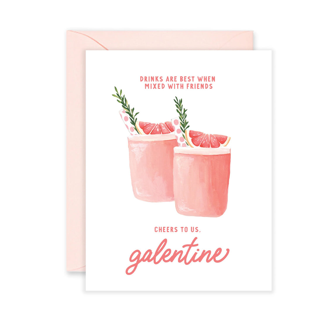 Pink Cocktails Galentine Greeting Card