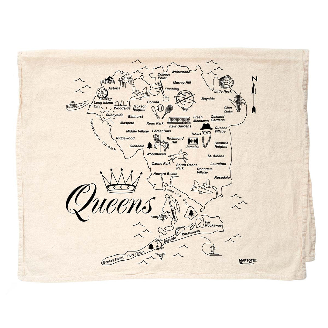 Queens Map Dish Towel