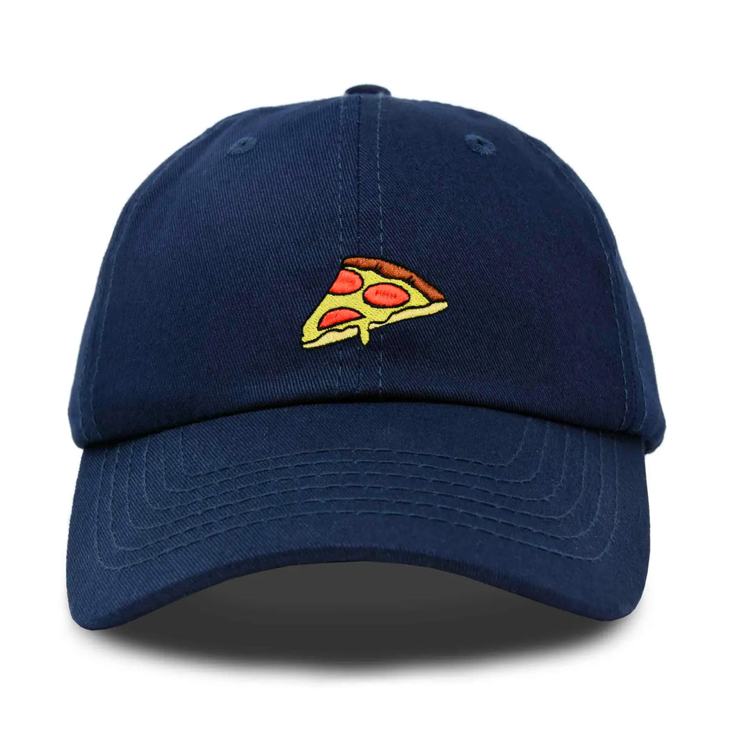 Pizza Slice Embroidered Hat - Navy Blue