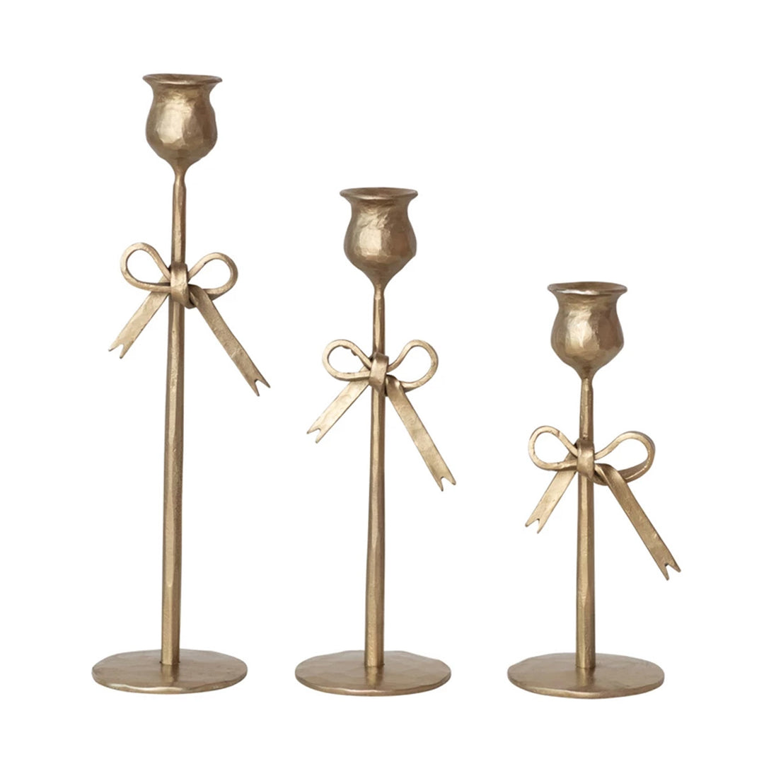 Hand-Forged Iron Taper Holders w/ Bow