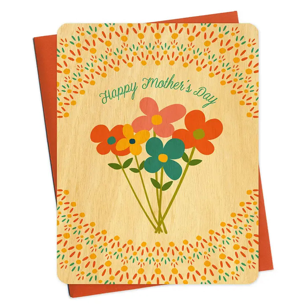 Mom Wildflowers Wood Greeting Card