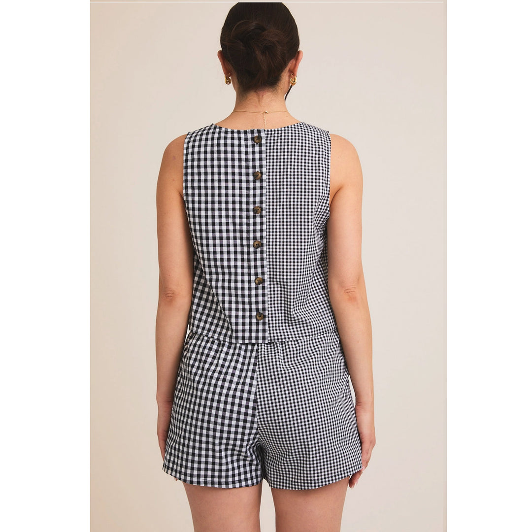 Mix Gingham Top &amp; Shorts Set