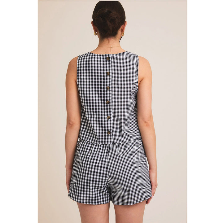 Mix Gingham Top &amp; Shorts Set