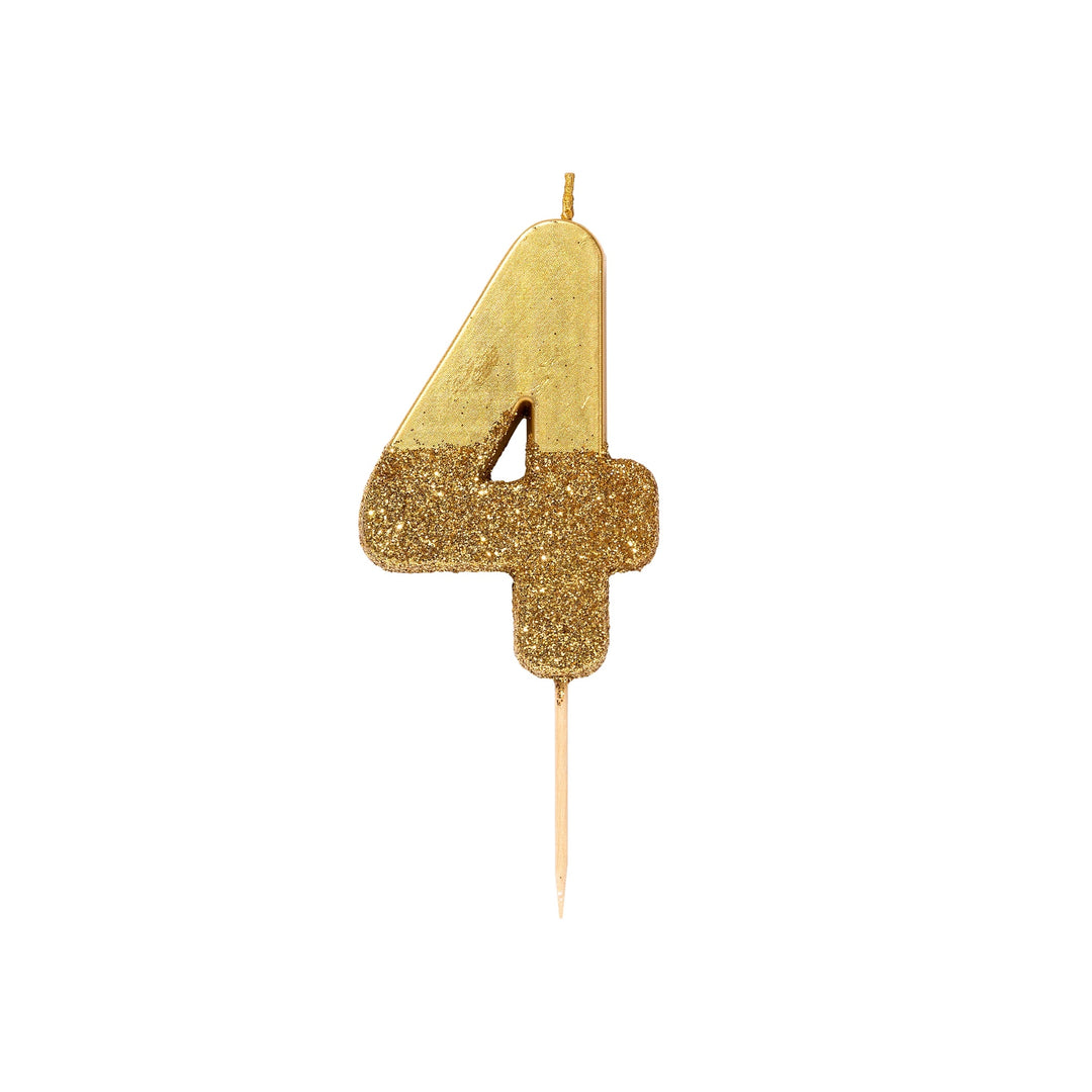 Gold Glitter Number Candle