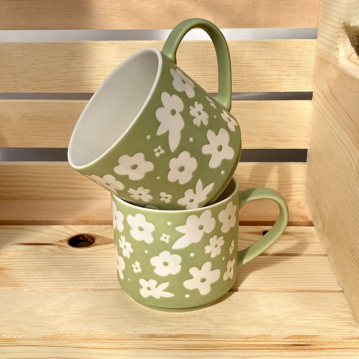 Debossed Floral Mug