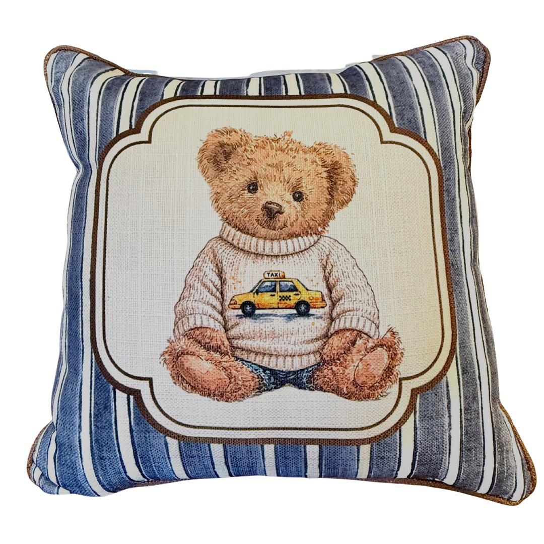 Stripe Bear Taxi Pillow