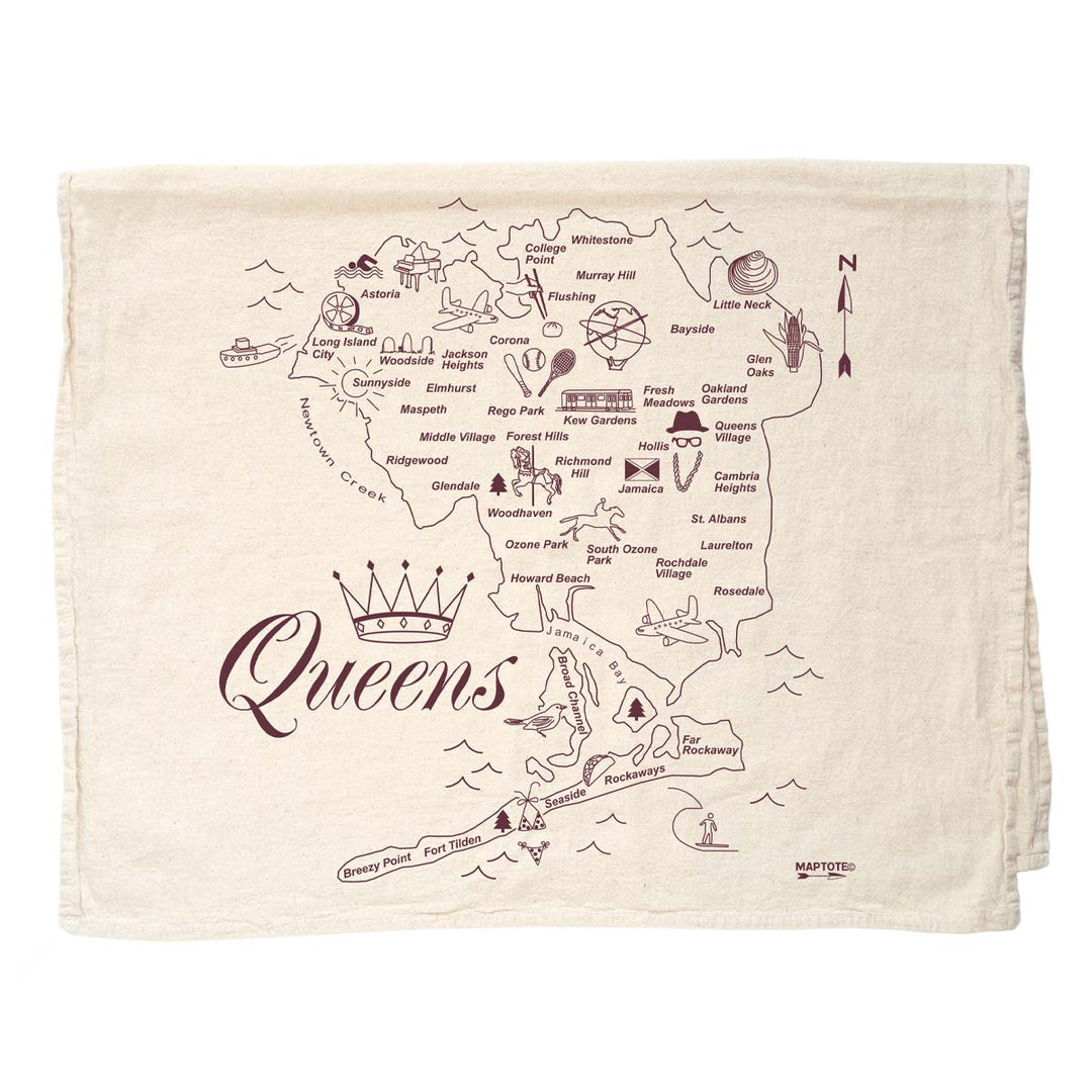 Queens Map Dish Towel