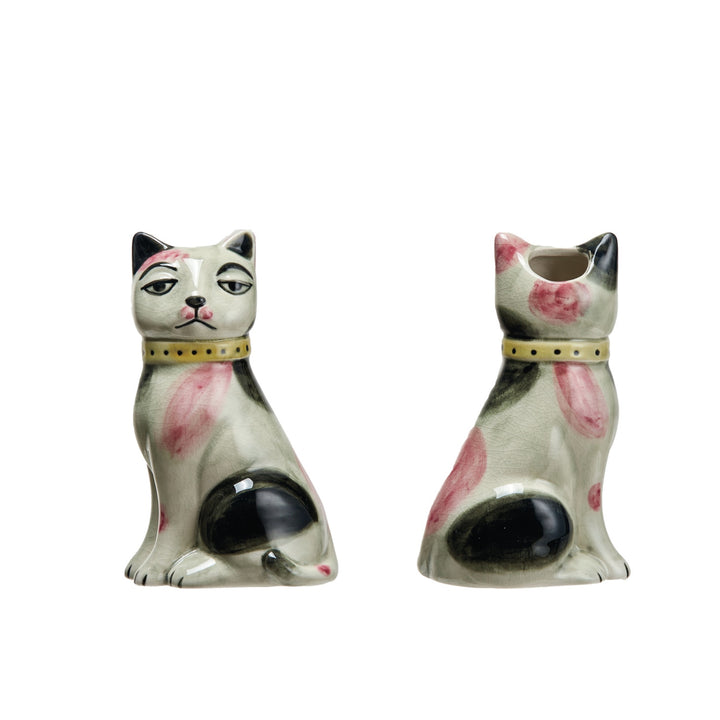 Hand-Painted Vintage Reproduction Cat Vase