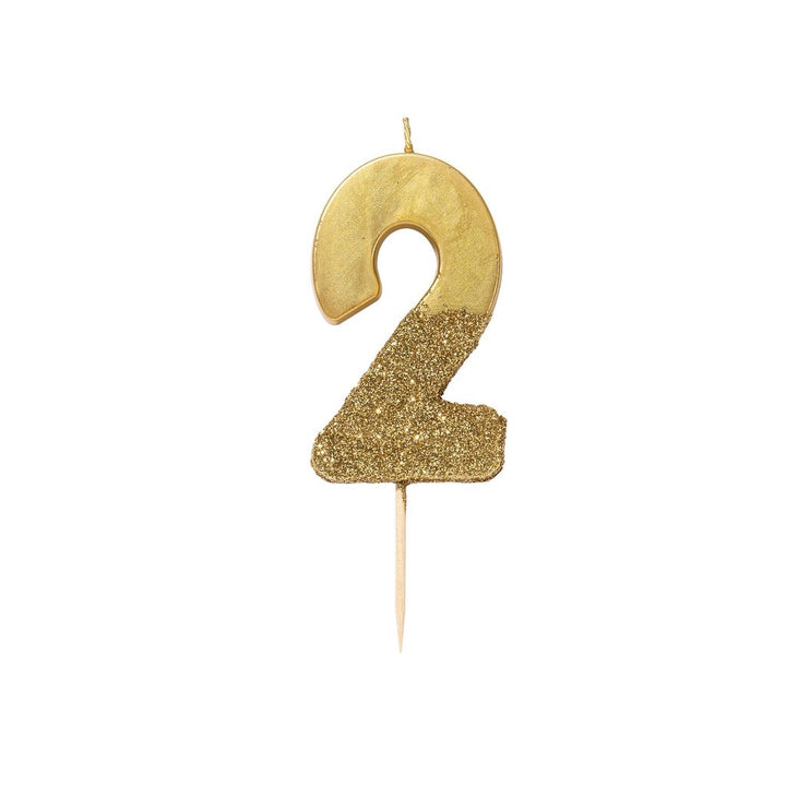 Gold Glitter Number Candle