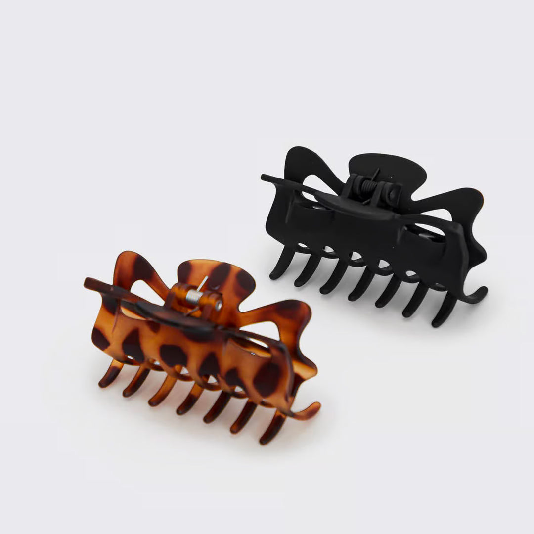 Recycled Plastic Large Claw Clip 2pc - Black &amp; Tort