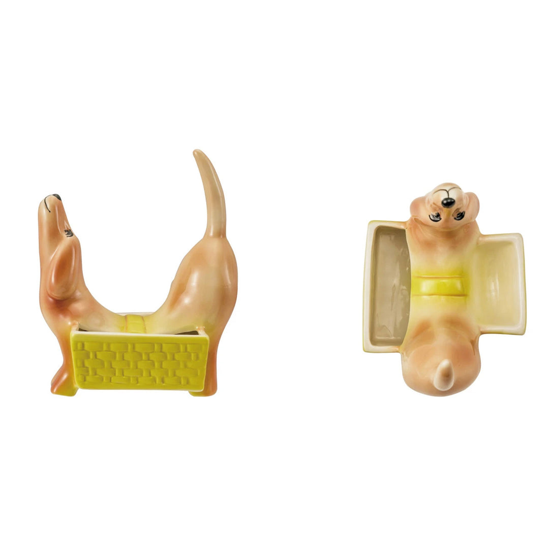 Dog Shaped Stoneware Vintage Reproduction Container/Planter