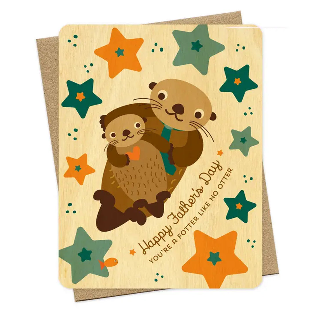 Otter Dad Wood Greeting Card