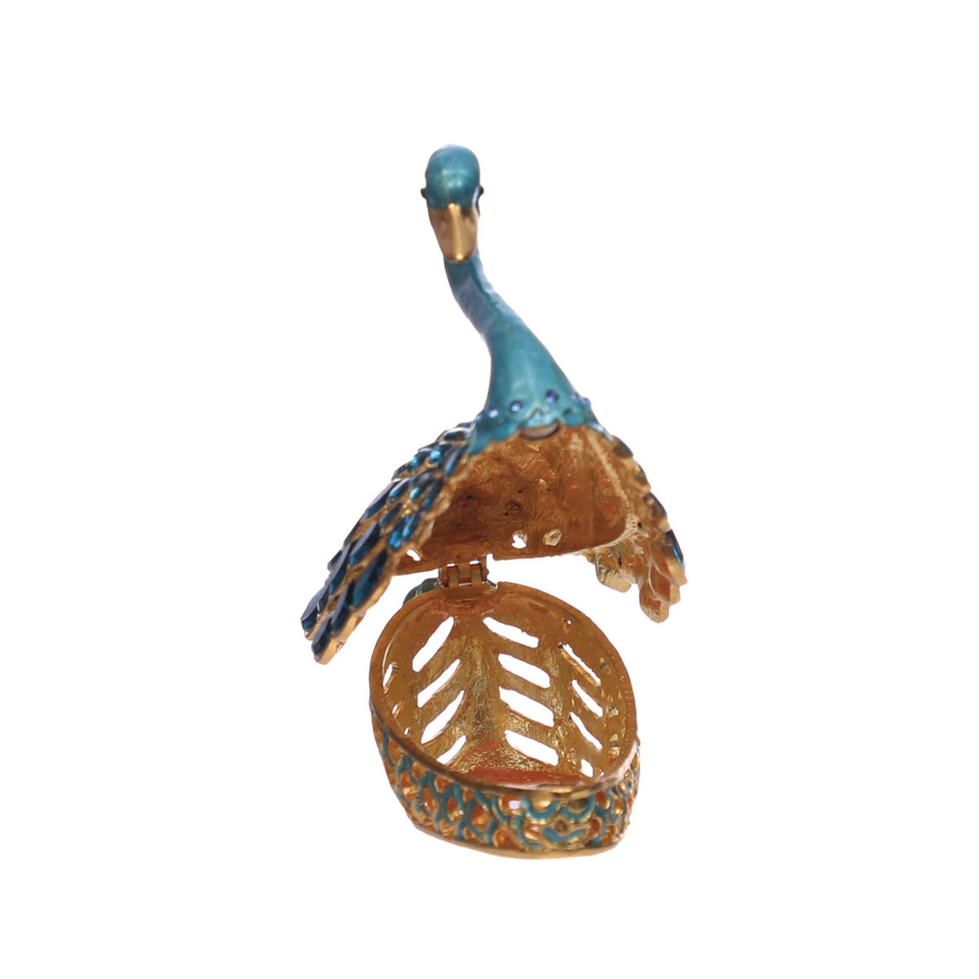 Enameled Metal Swan Trinket Box w/ Jewels