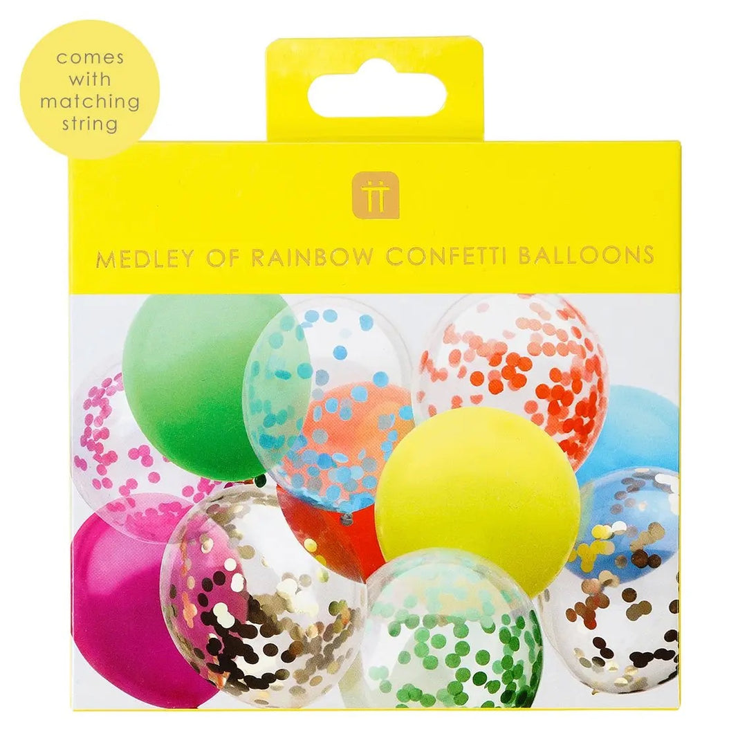 Rainbow Confetti Balloons - 12 pk