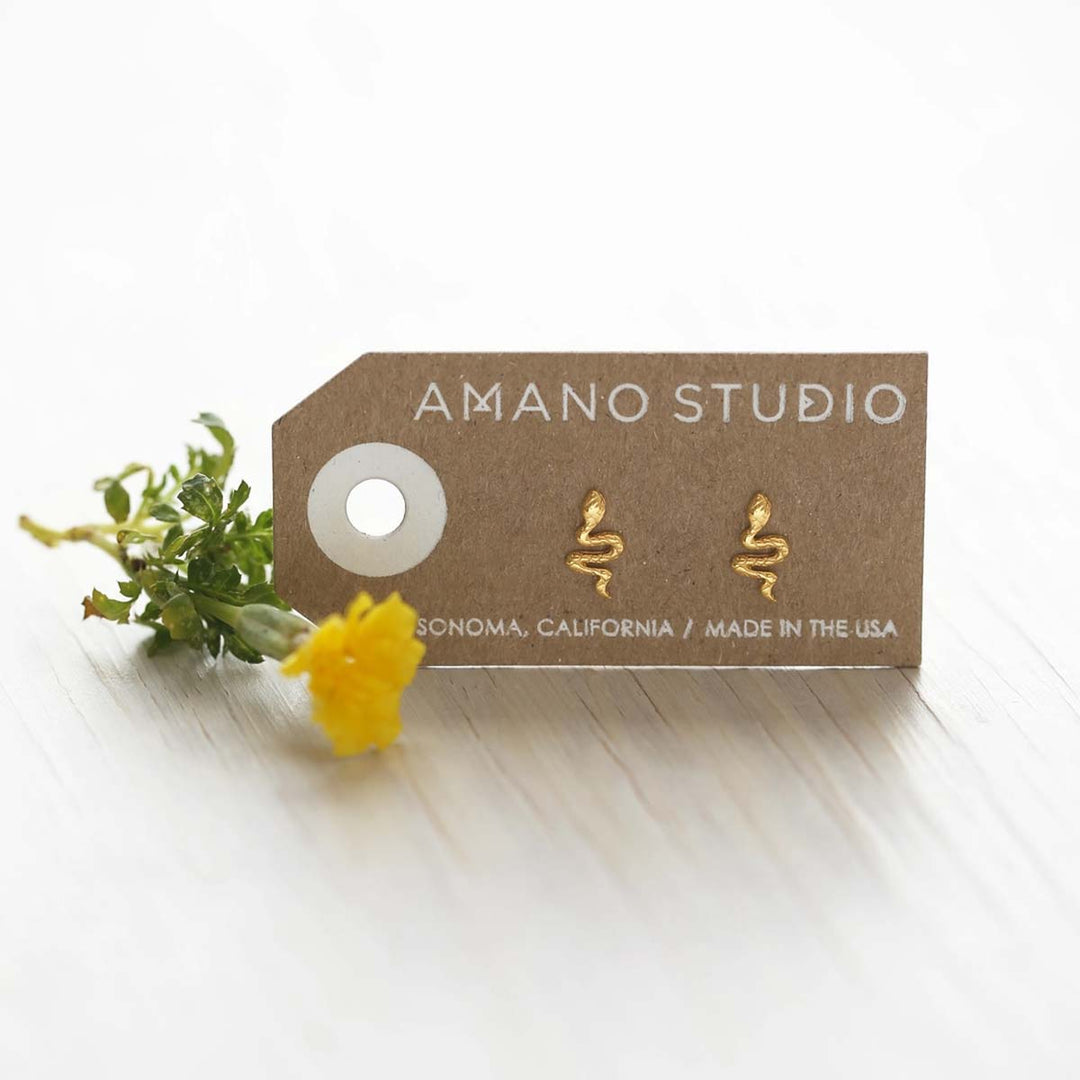 Teeny Tiny Serpent Studs in Gold