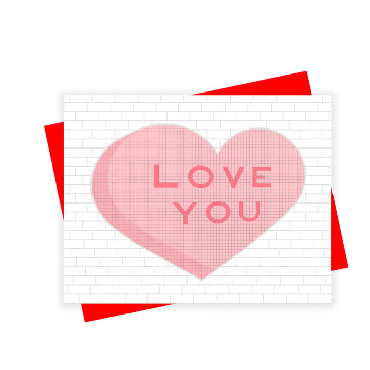 Subway Tile Love You Heart Greeting Card