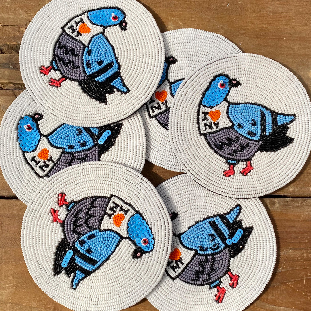 NY Pigeon Beaded Coaster