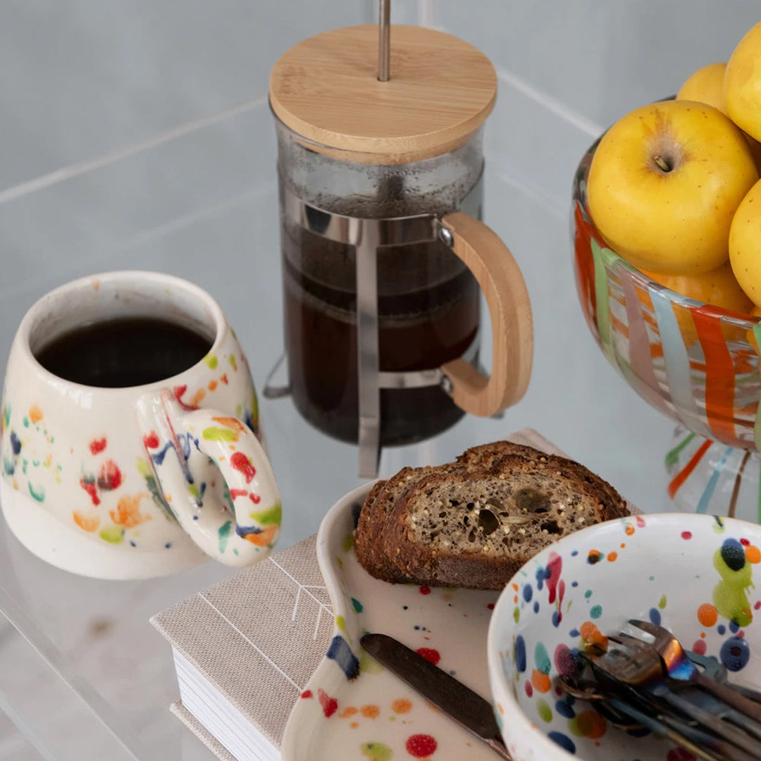 16 oz. Handmade Stoneware Mug, Rolled Speckled Finish