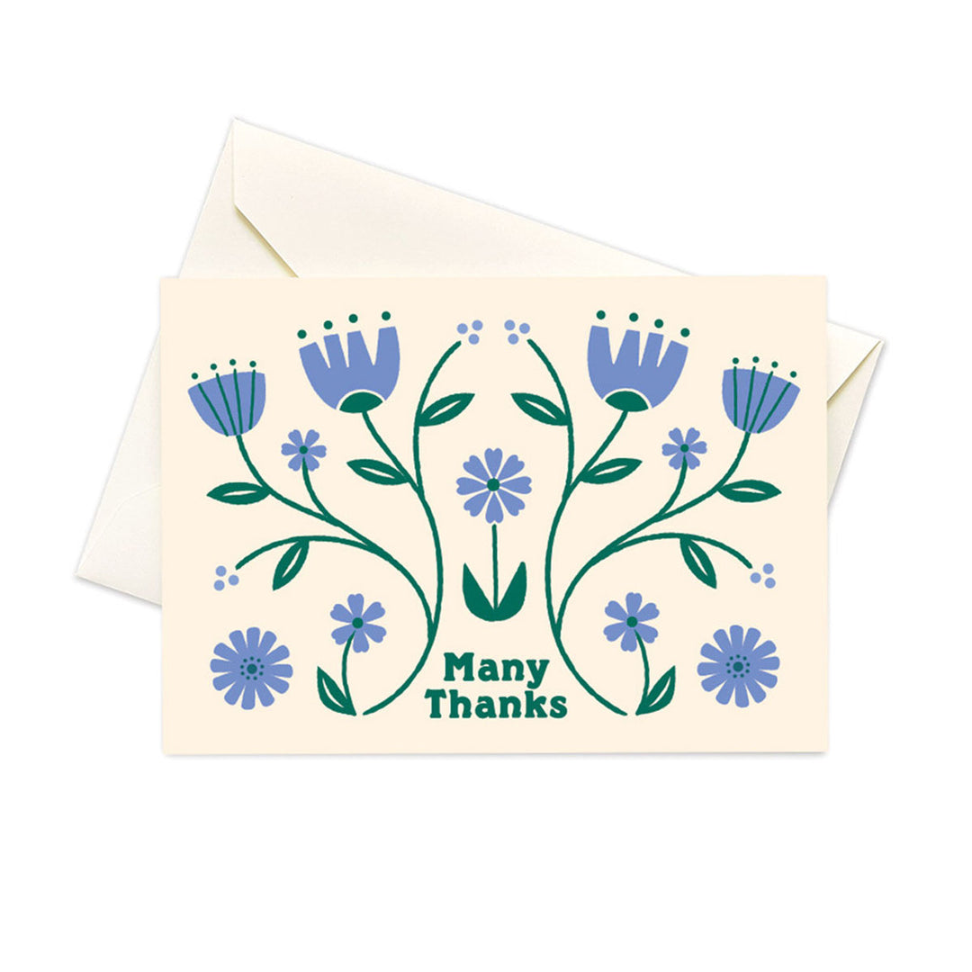 Floral Periwinkle Thank You Notes - Box of 10