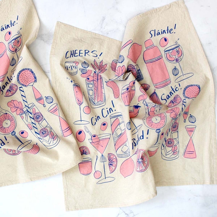 Cocktail Party Tea Towel in Pink Lemonade