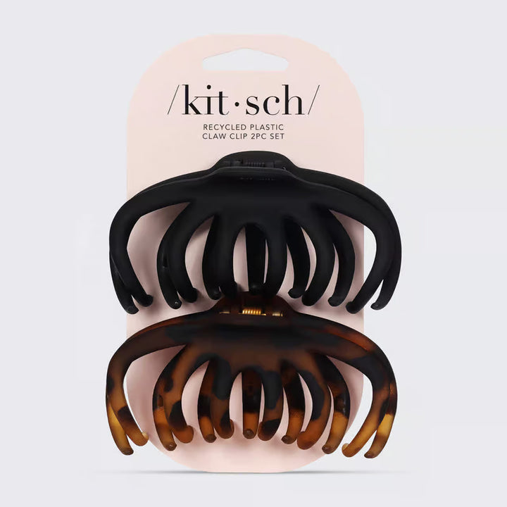 Recycled Plastic Octopus Claw Clips 2pc - Black &amp; Tort