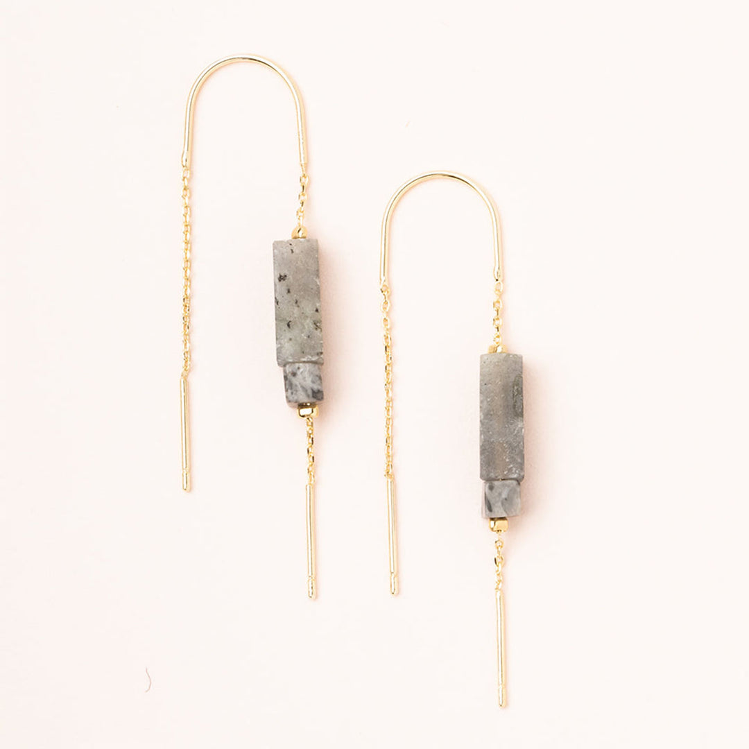 Rectangle Stone Threader Earring