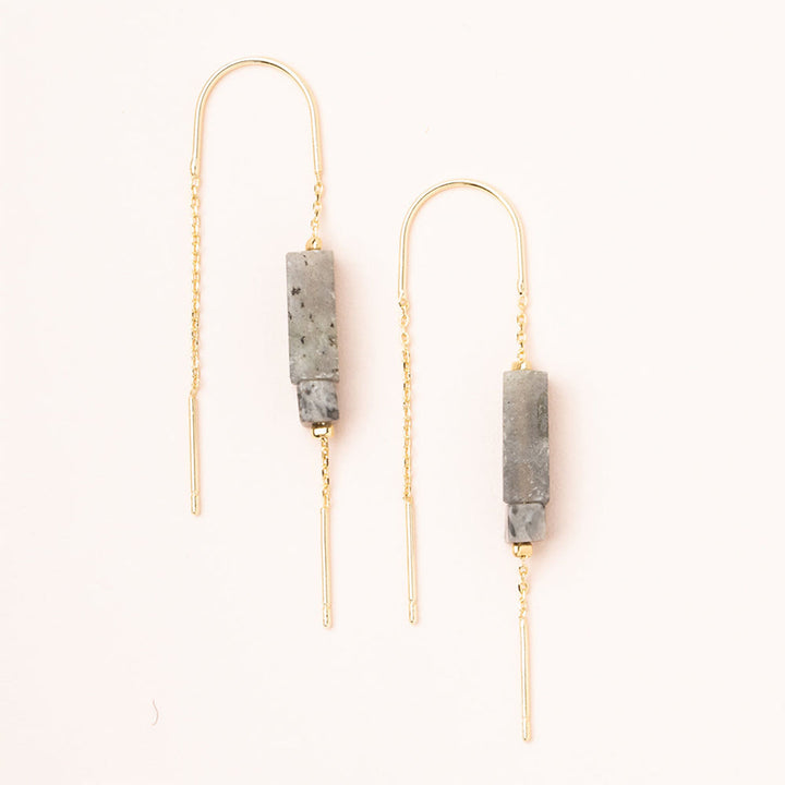 Rectangle Stone Threader Earring