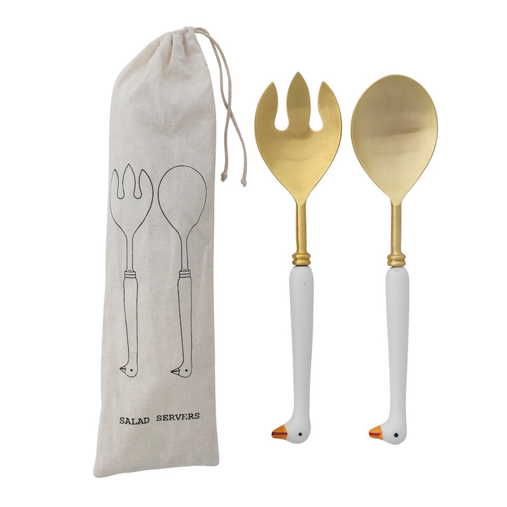 Salad Servers with Goose-Shaped Handles