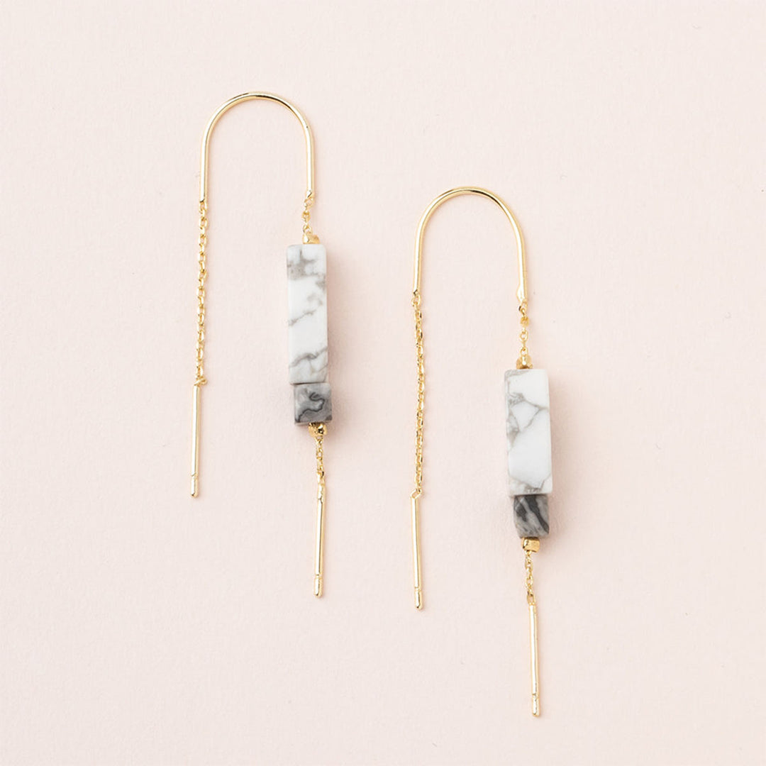 Rectangle Stone Threader Earring