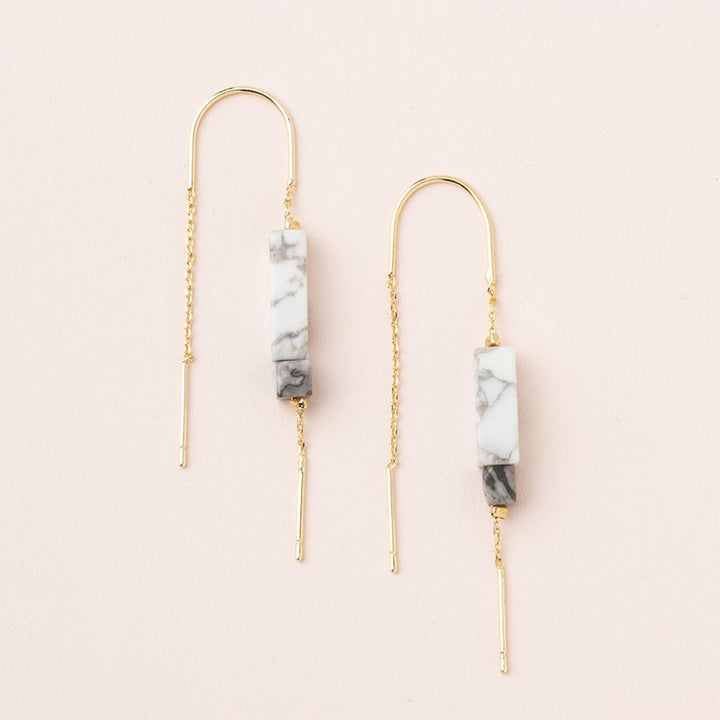 Rectangle Stone Threader Earring