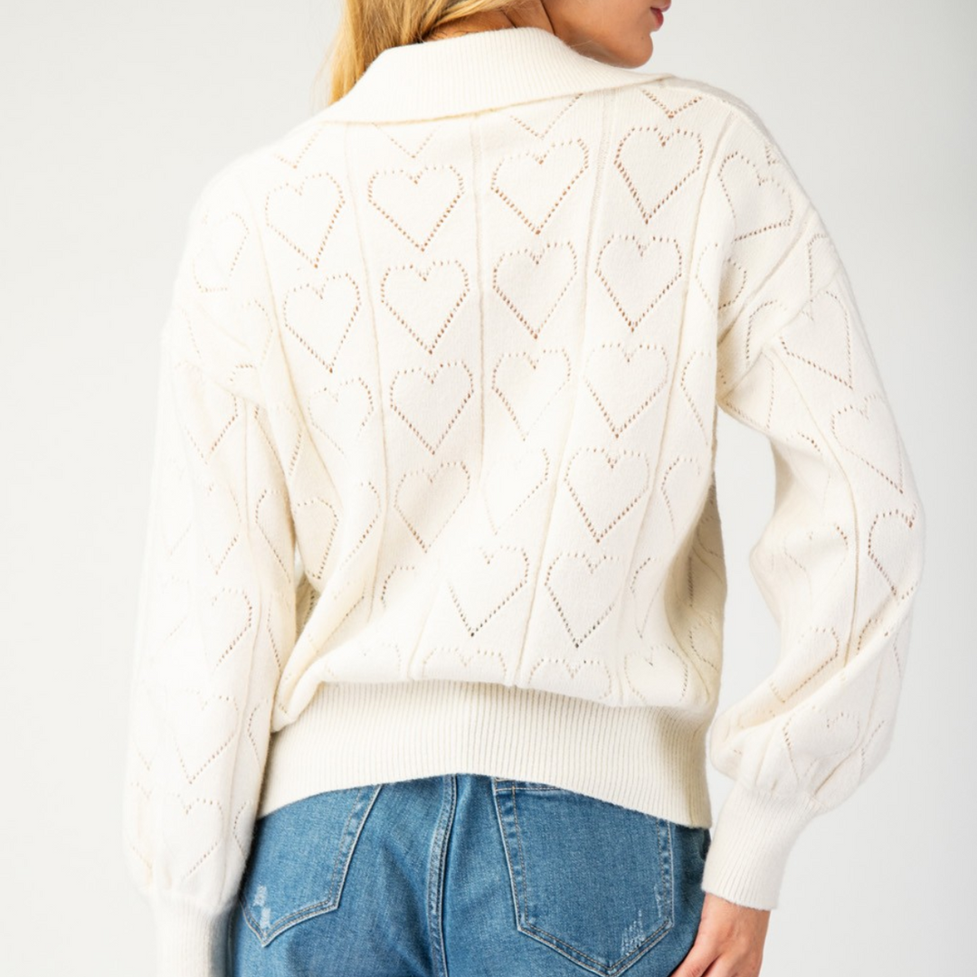Heart Pattern Sweater Top