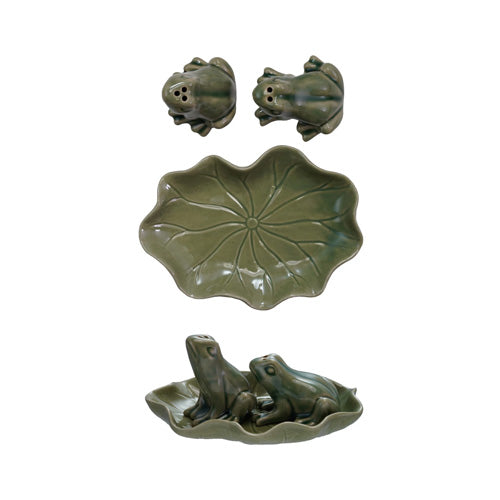 Frog Salt &amp; Pepper Shakers with Tray