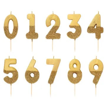 Gold Glitter Number Candle