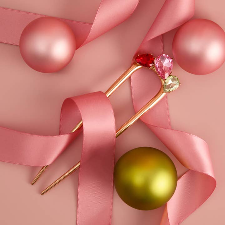 Holiday Gemstone French Hair Pin