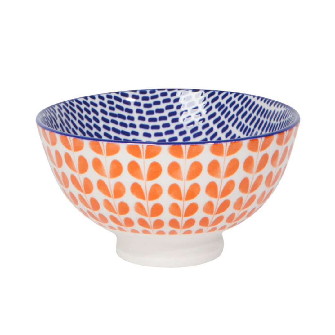 Stamped 4" Bowl - Orange Blue Blossom