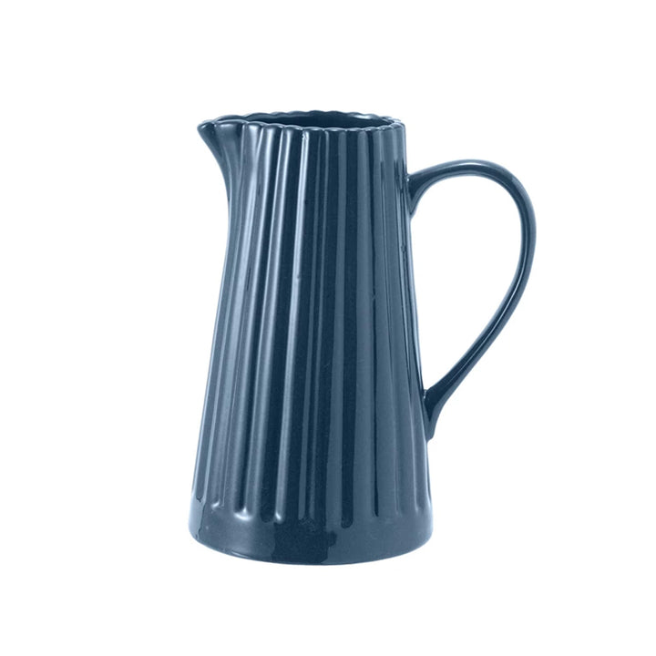 40 oz. Stoneware Ribbed Pitcher, Blue