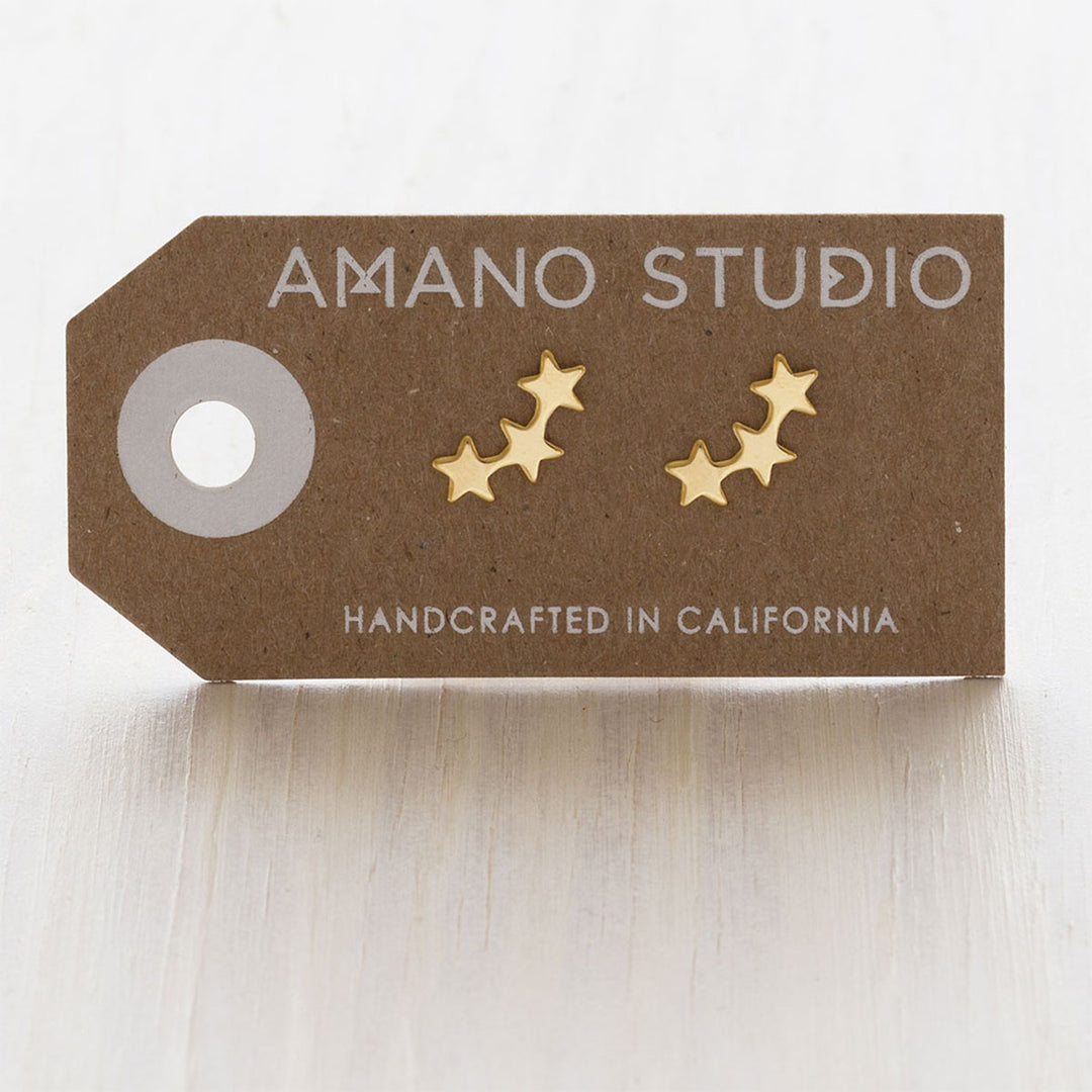 Gold Amano Studs - Cluster Stars
