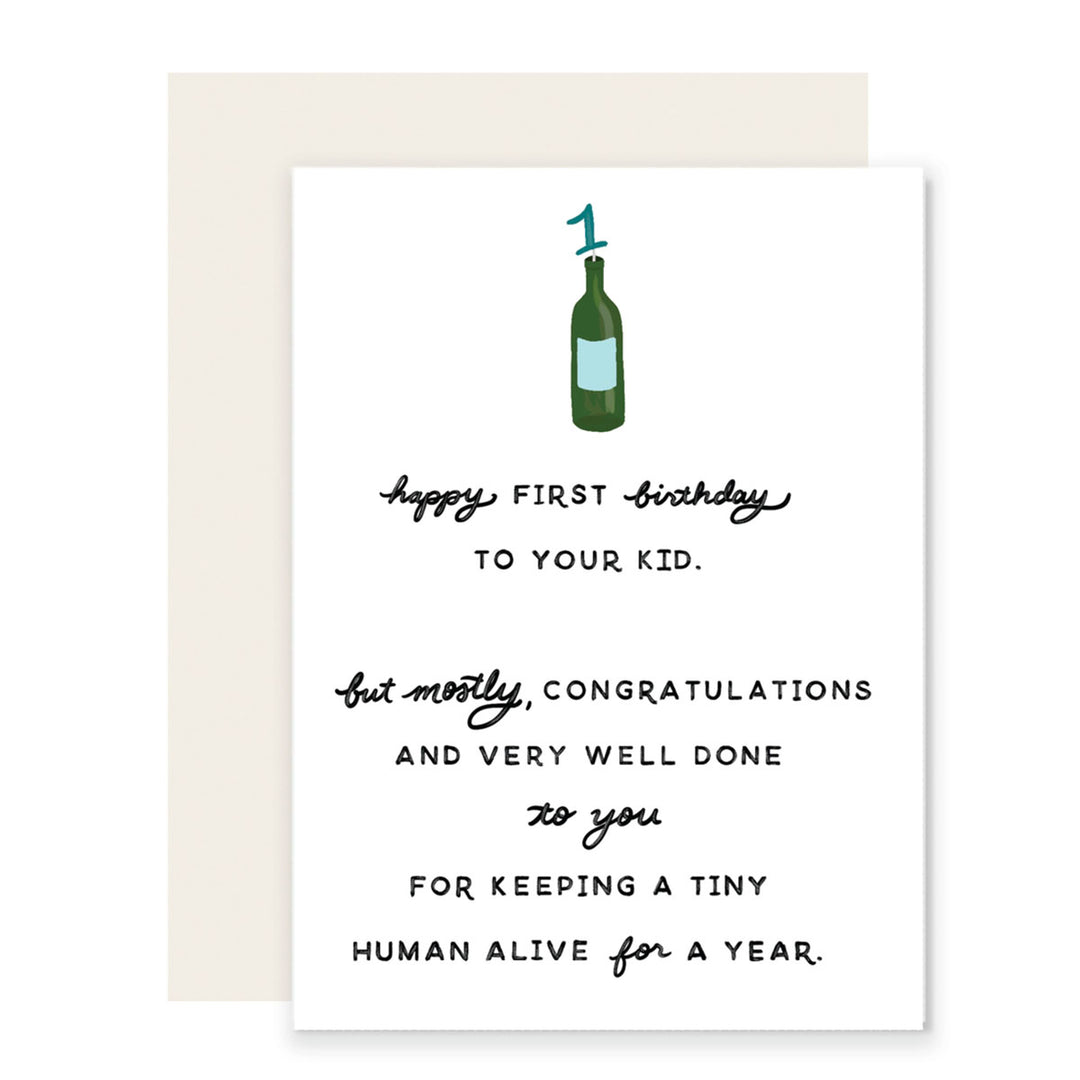 First Birthday Wine Greeting Card
