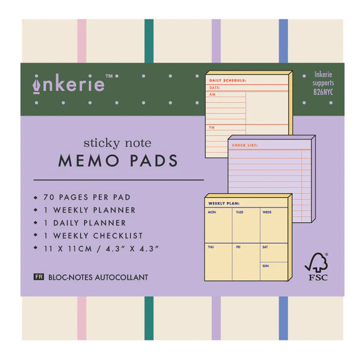 Inkerie Set of 3 Sticky Note Memo Pads