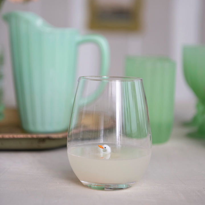 18 oz. Stemless Glass w/ Swan Inside