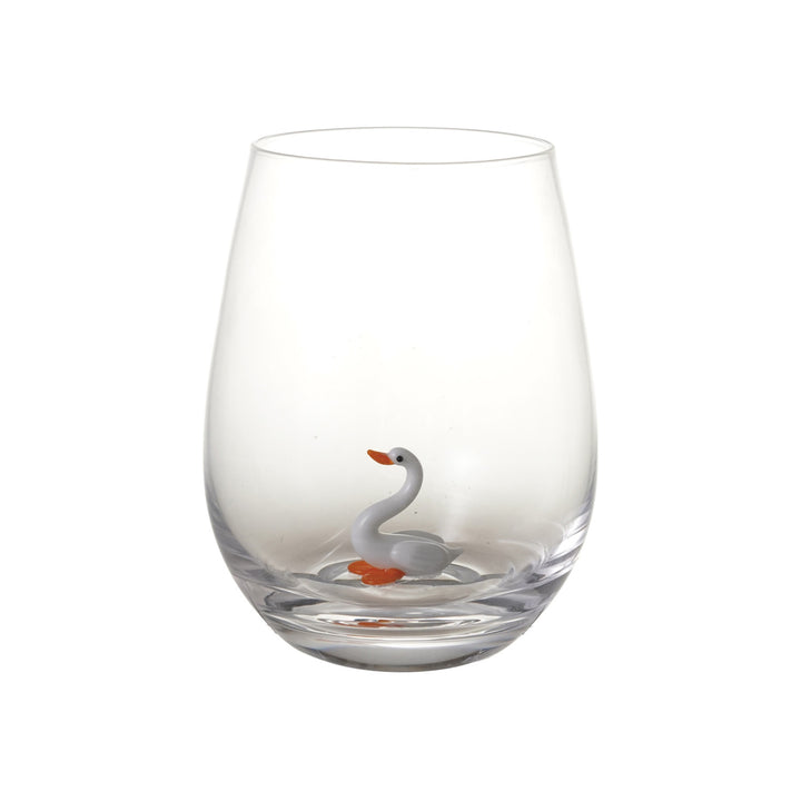 18 oz. Stemless Glass w/ Swan Inside