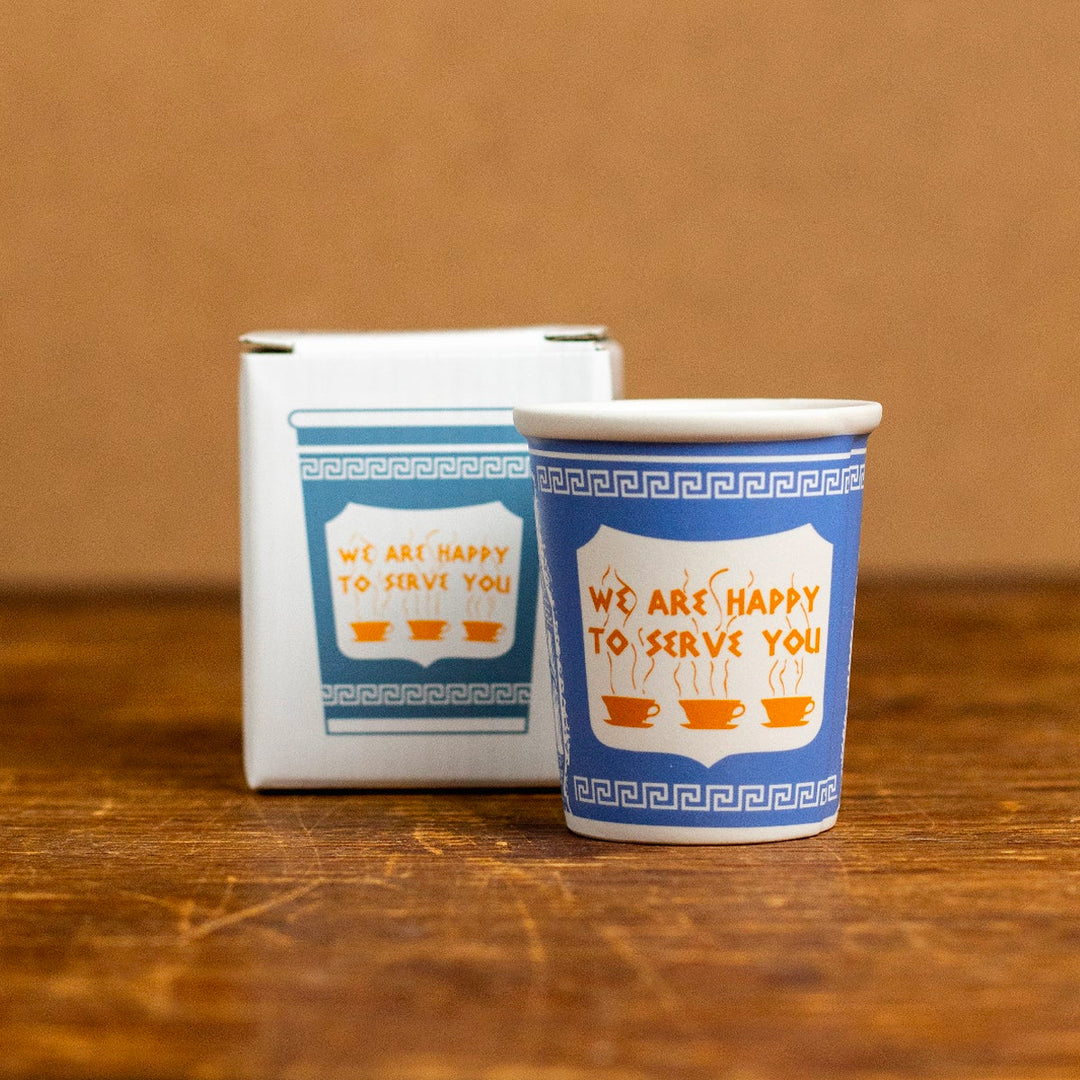 "We Are Happy To Serve You" Espresso Cup
