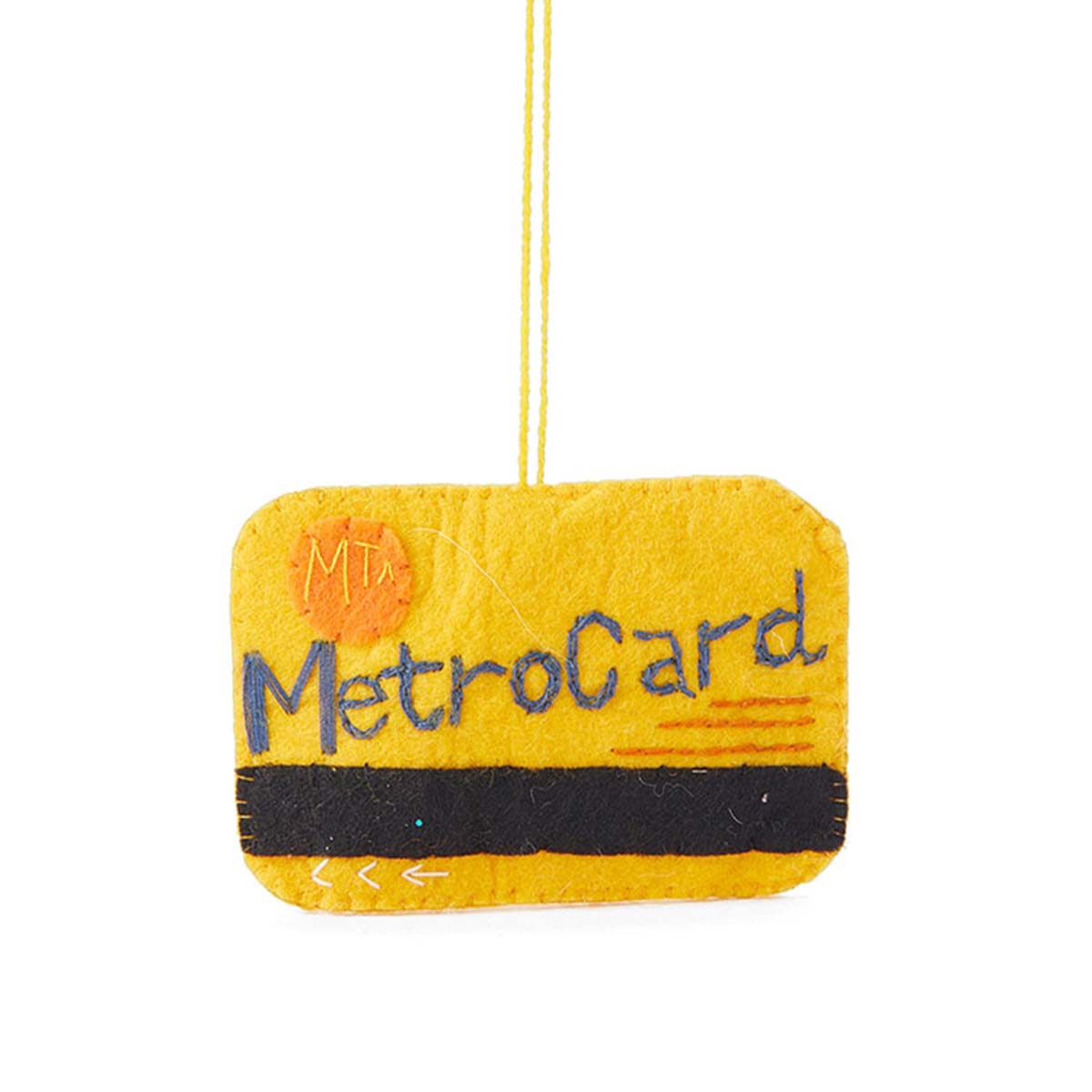 Felt MetroCard ornament with yellow background